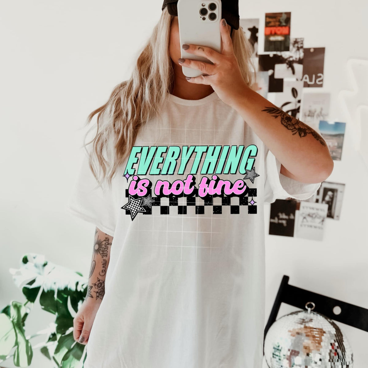 Everything is not fine black checkered (CSC) 97255 DTF transfer