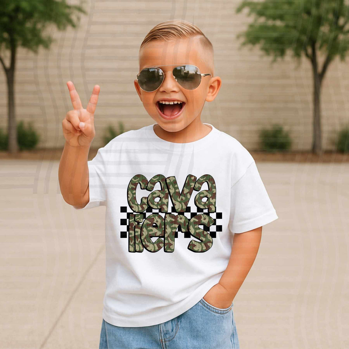 Cavaliers Camo checkered mascots (Caplinger) DTF transfer