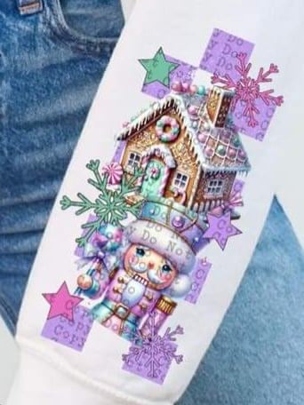 Nutcracker and gingerbread house sleeve (CSTAGE) 64627 DTF transfer