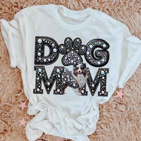 Australian Shepherd Dog mom rhinestone 49082 DTF transfer