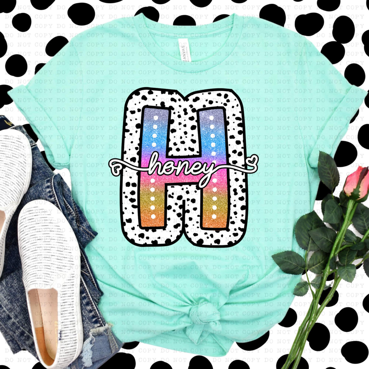 H honey tie dye dottie (ECHT) 94290 DTF transfer