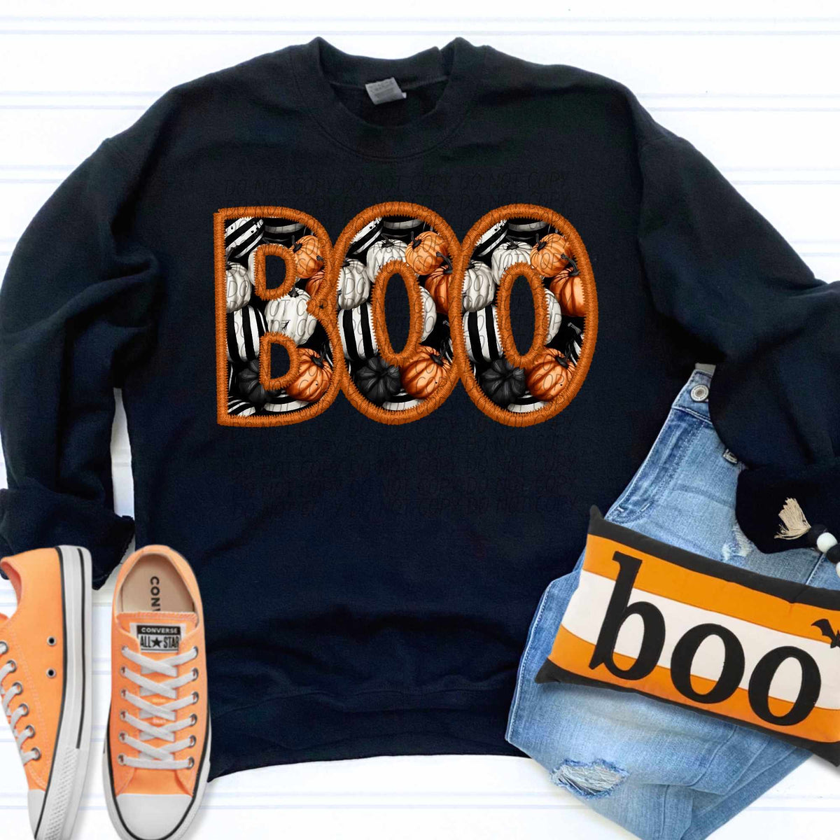 Boo orange outline (CITY) 55911 DTF transfer