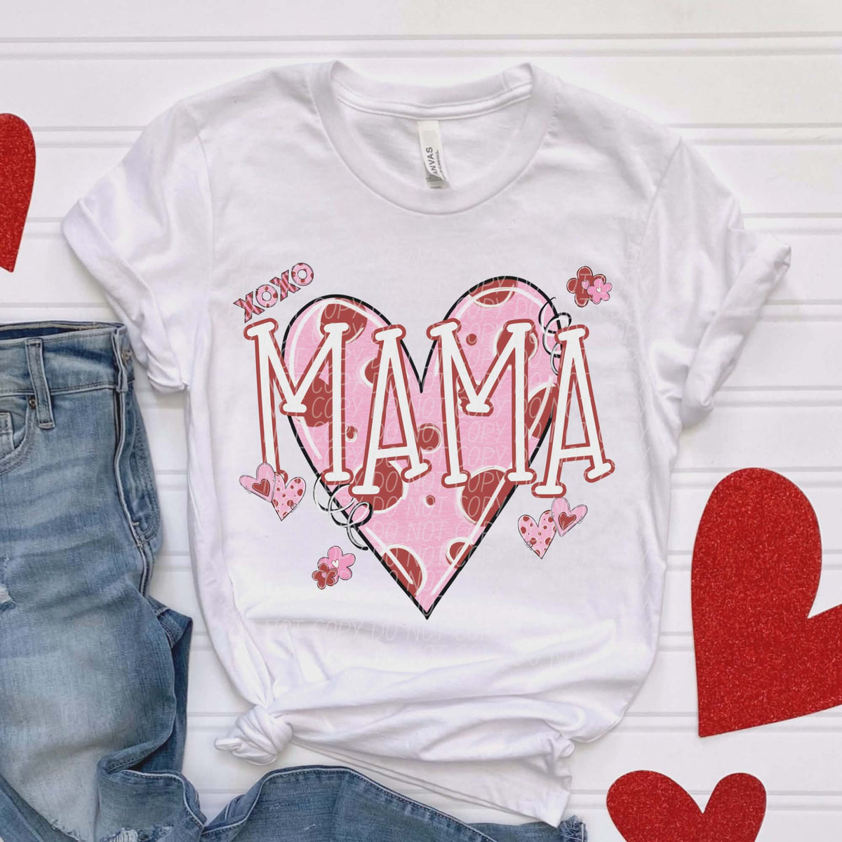 Mama polkadot heart (uppercase) (city) DTF transfer