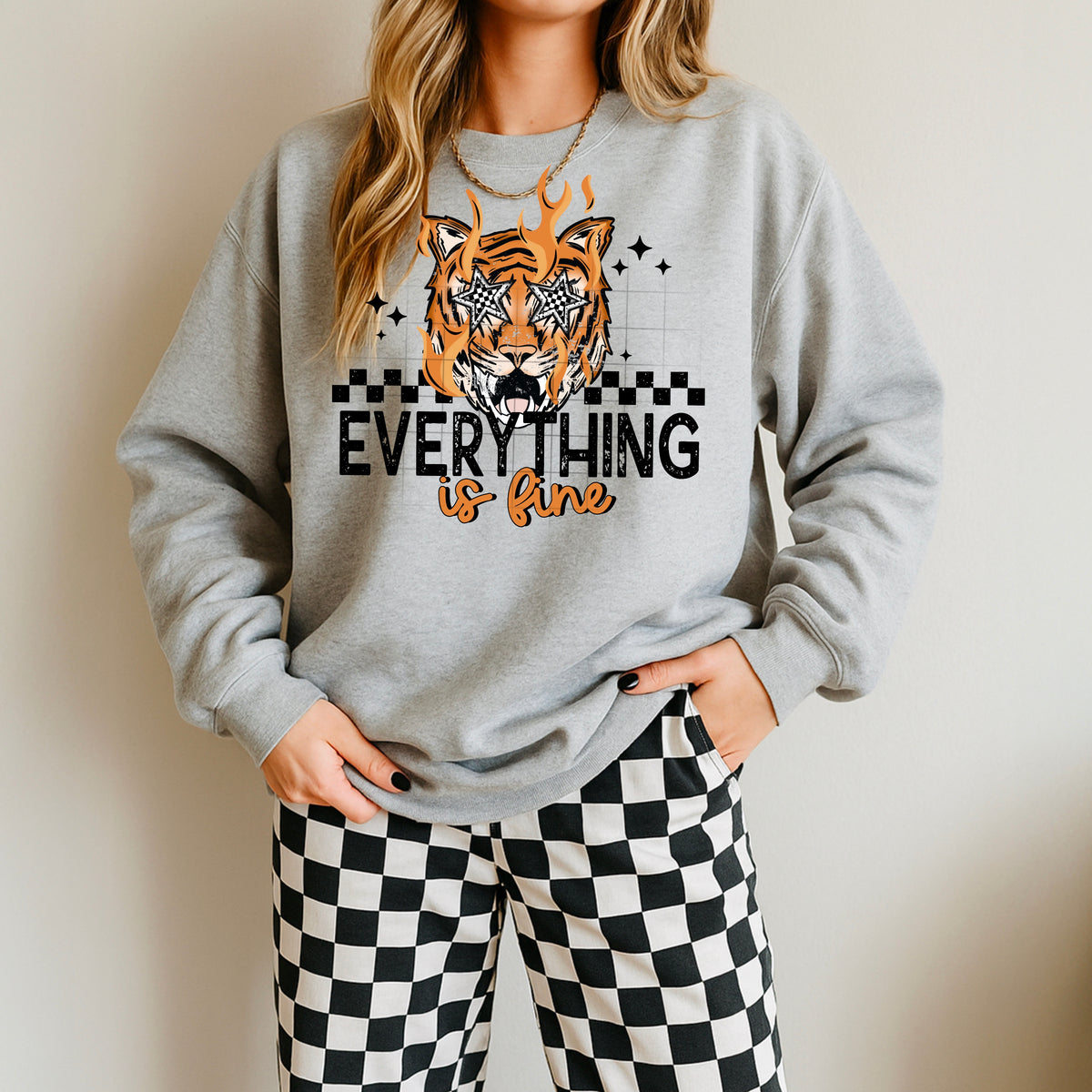 Everything is fine tiger BLACK (CSC) DTF Transfer