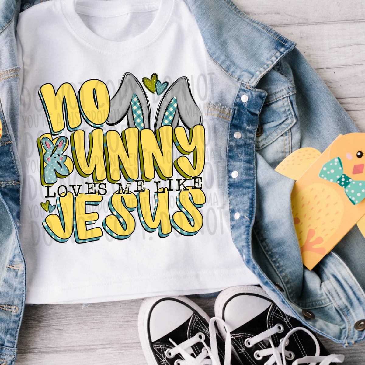No bunny loves me like Jesus yellow (SWD) DTF Transfer
