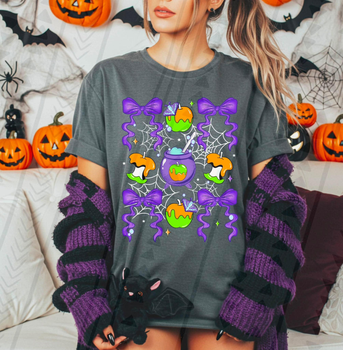Caramel Apples and bows with cauldron TGG DTF transfer
