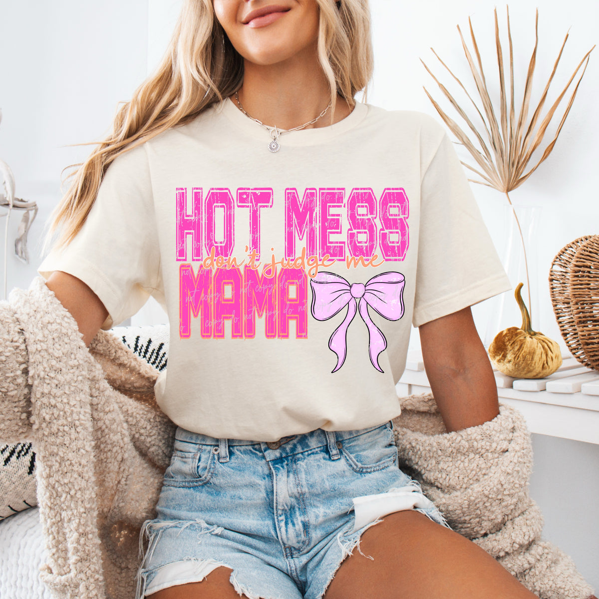 Hot mess mama pink bow (VIRGO) 96402 DTF transfer