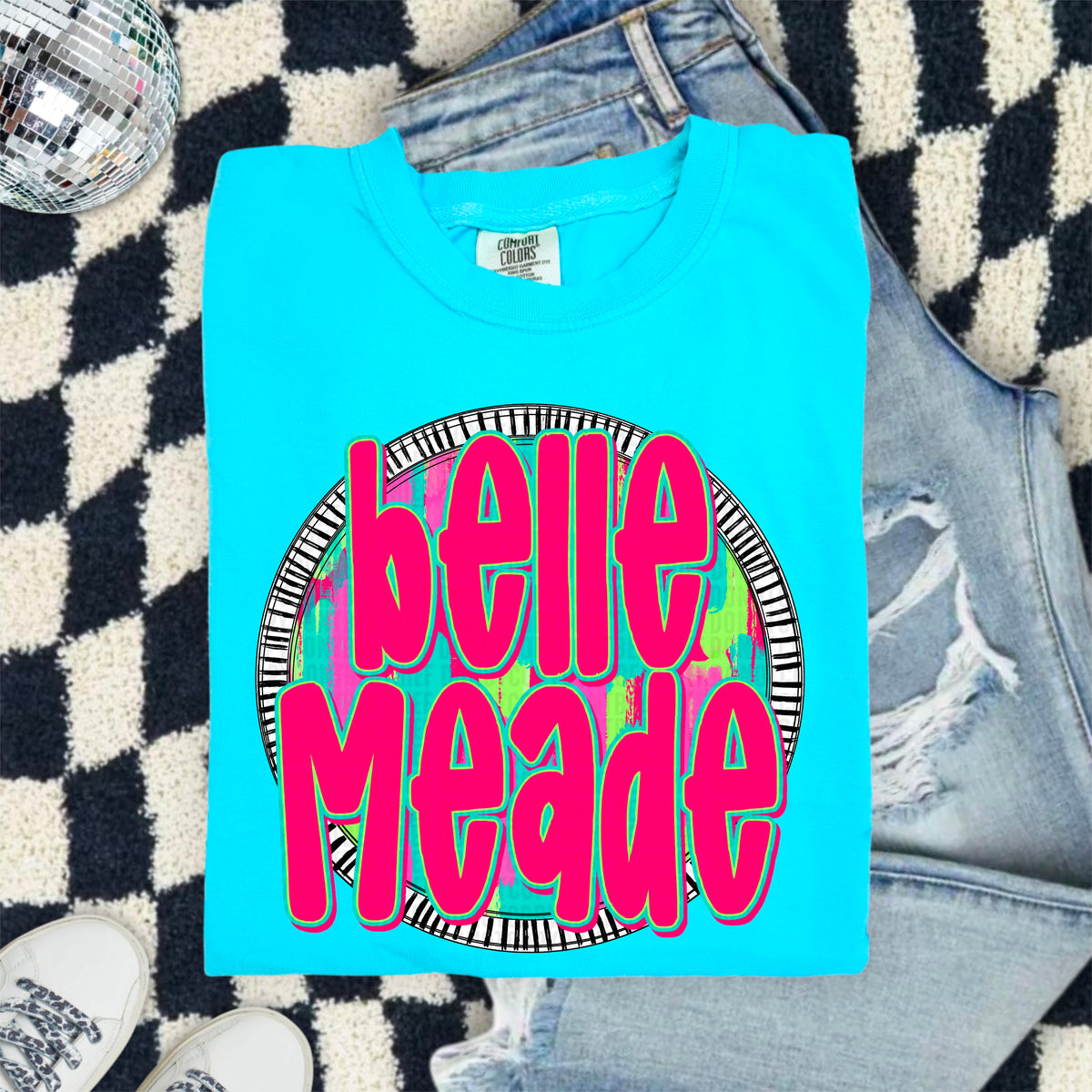 Belle Meade pink font circle 103917 DTF transfer