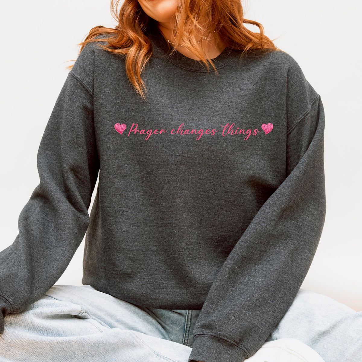 Prayer changes things pink hearts DTF Transfer
