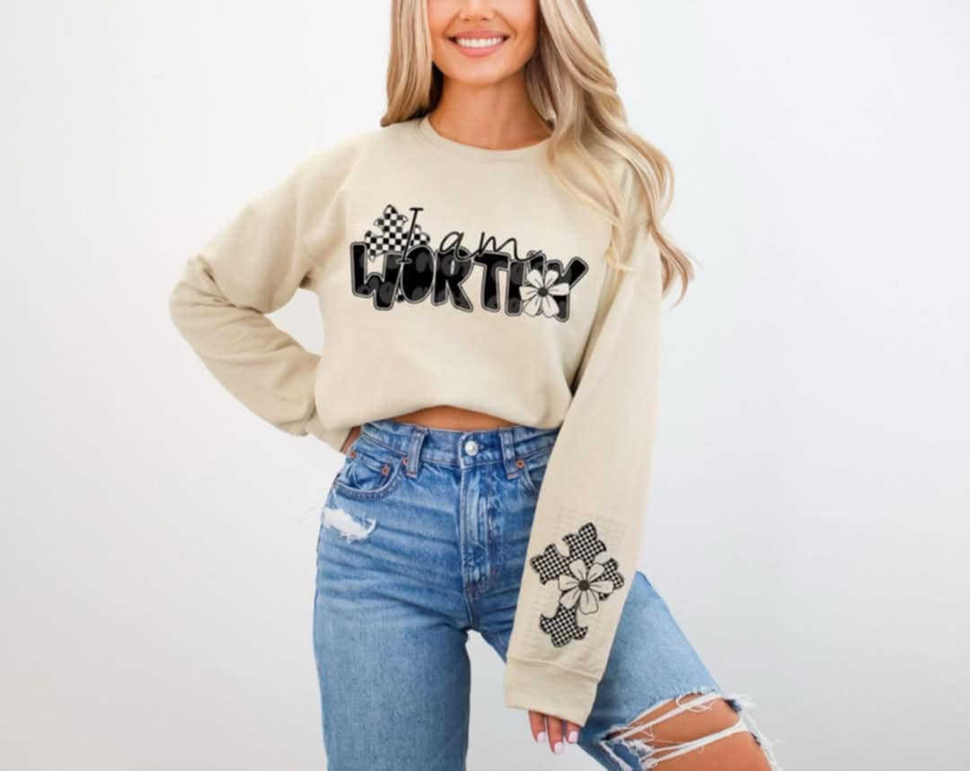 I am worthy BLACK FRONT 85766 DTF transfer