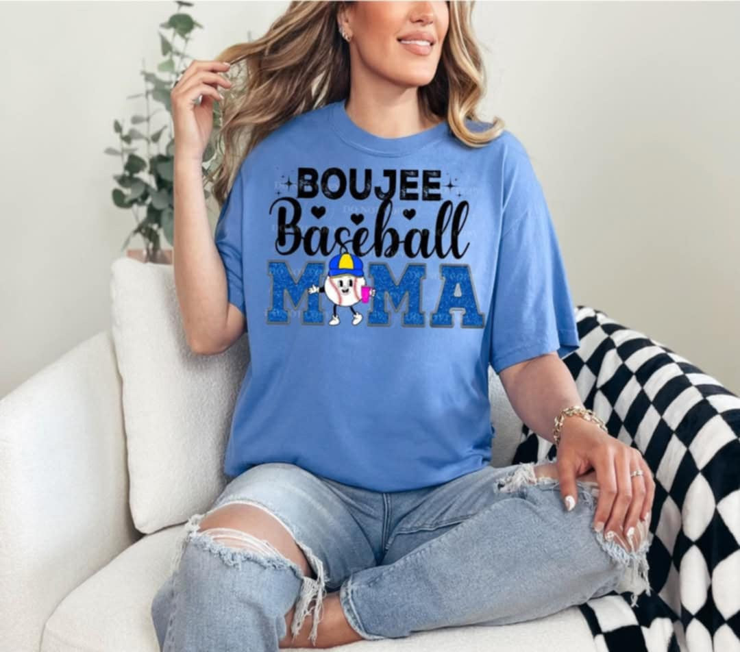 Boujee baseball mama blue (40E) 92637 DTF transfer