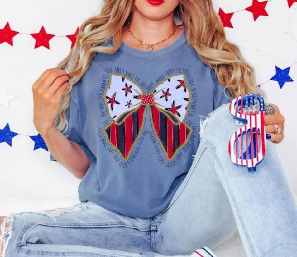 Stars and Stripes bow WITH WORDS (S&G) 96632 DTF transfer