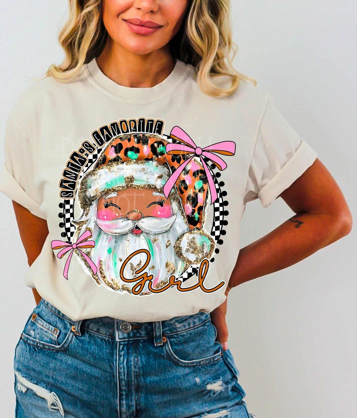 Santa’s favorite girl checker circle (C’s) DTF Transfer
