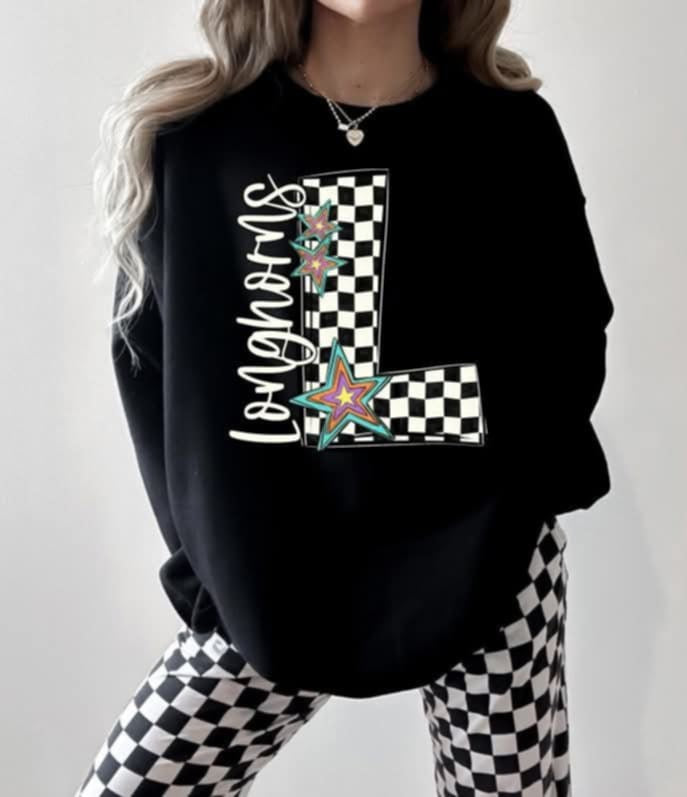 L longhorns checkered with stars (S&G) 87137 DTF transfer
