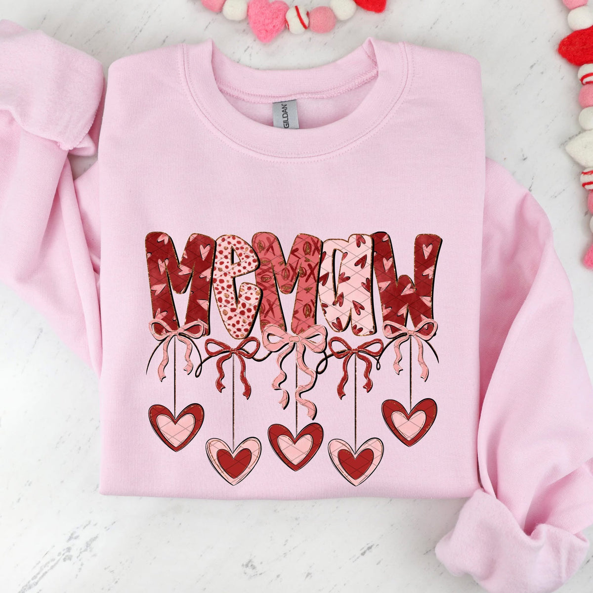 Memaw hearts and bows (SDD) DTF transfer