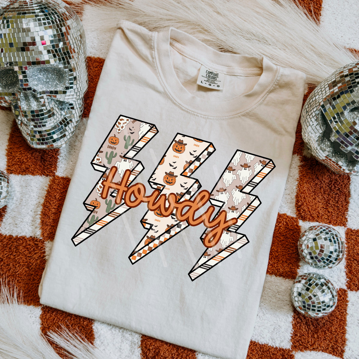 Howdy spooky western lightning bolts (MZ) 113522 DTF transfer