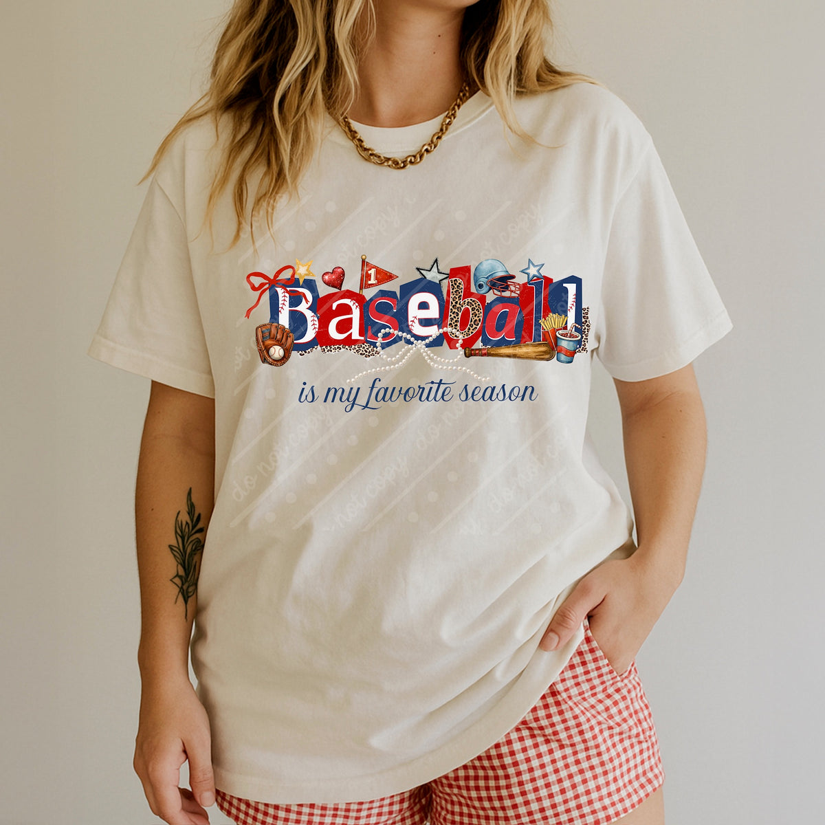 Baseball is my favorite season with pearl bow DTF Transfer