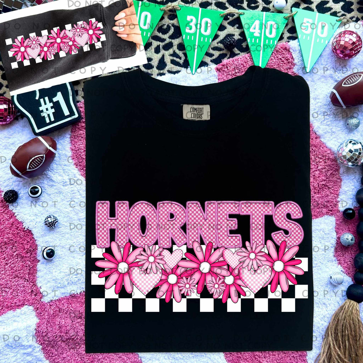 Hornets pink checkered (caplinger) 77894 DTF transfer