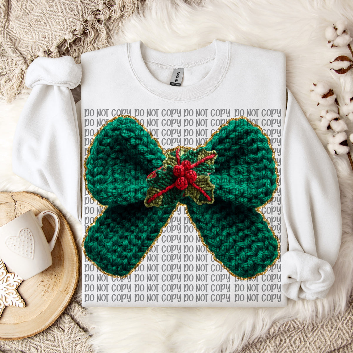 Faux Crochet Green Bow (VP) DTF transfer