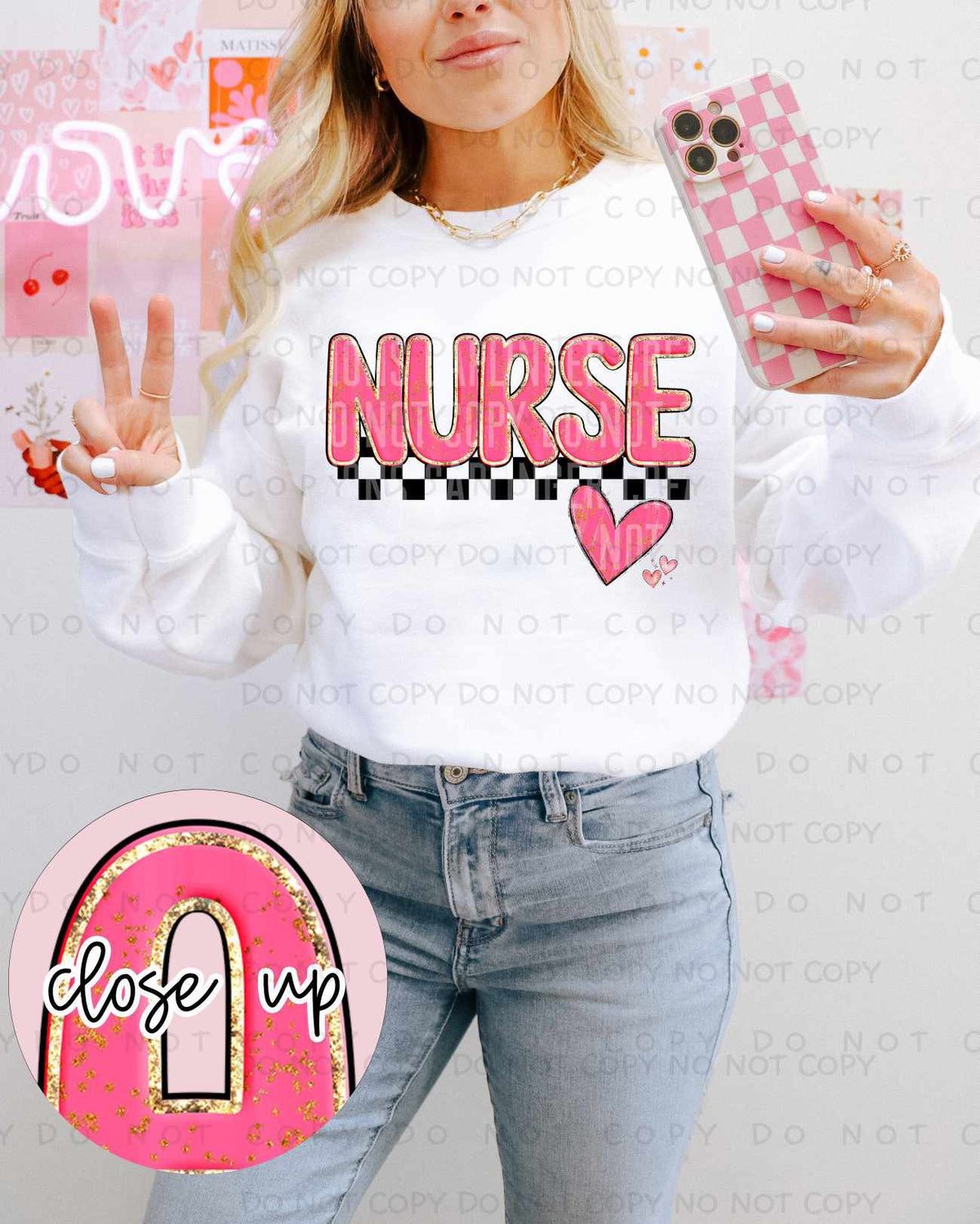 Nurse pink and gold (ECHT) 84802 DTF transfer