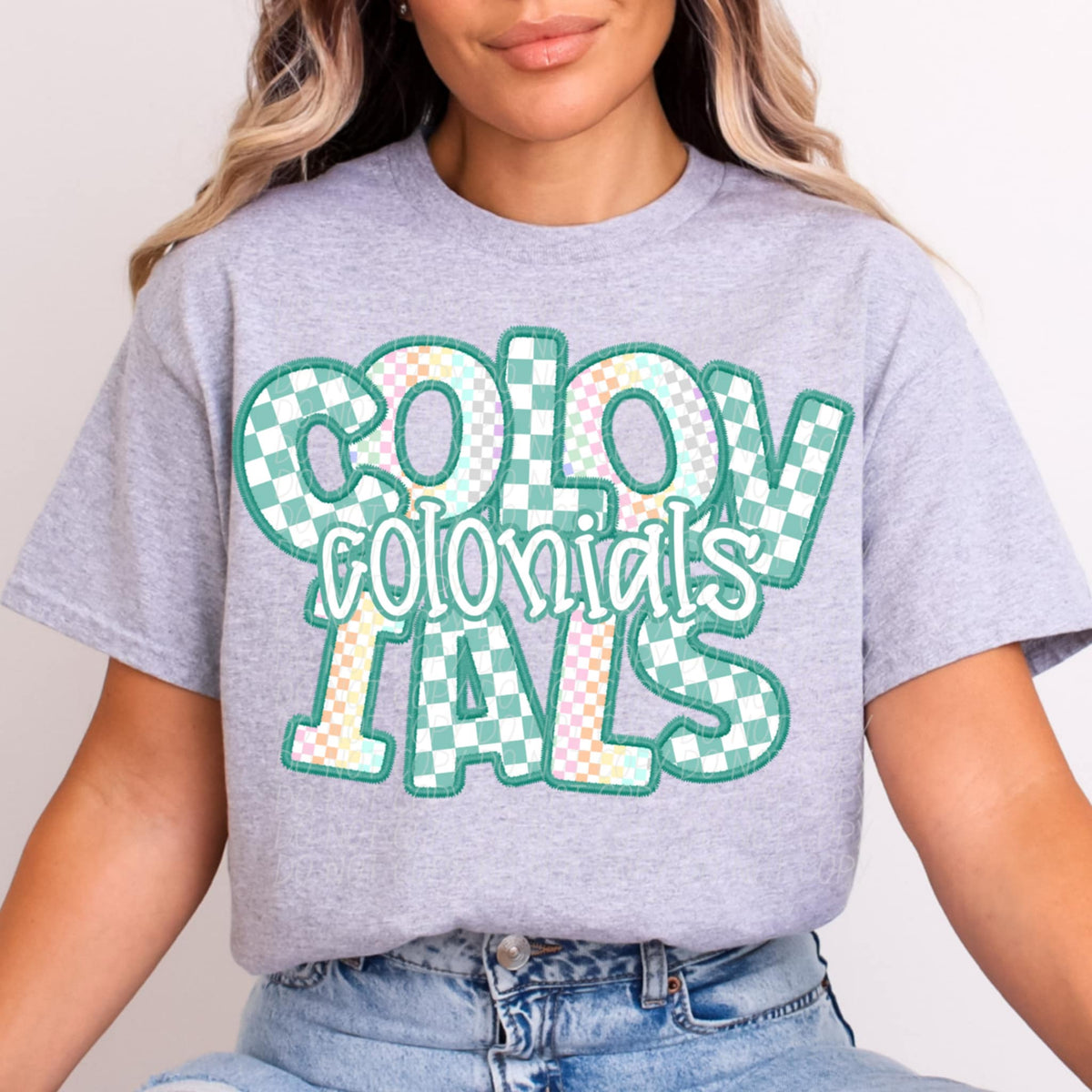 Colonials blue and colorful checkered (CITY) 85523 DTF transfer