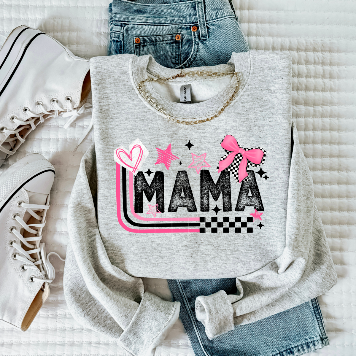 Mama Pink bow black accents (CSC) DTF Transfer