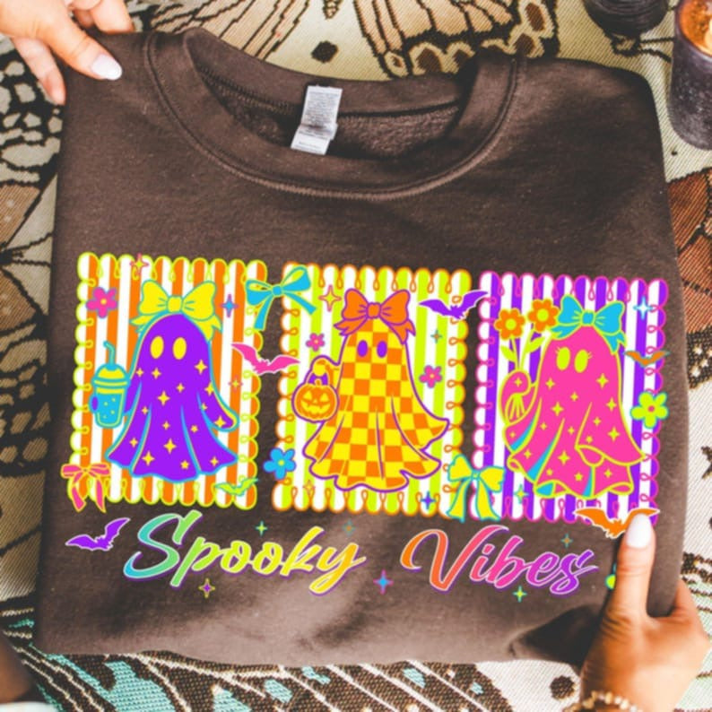 Spooky Vibes Neon Ghost Frames DTF transfers