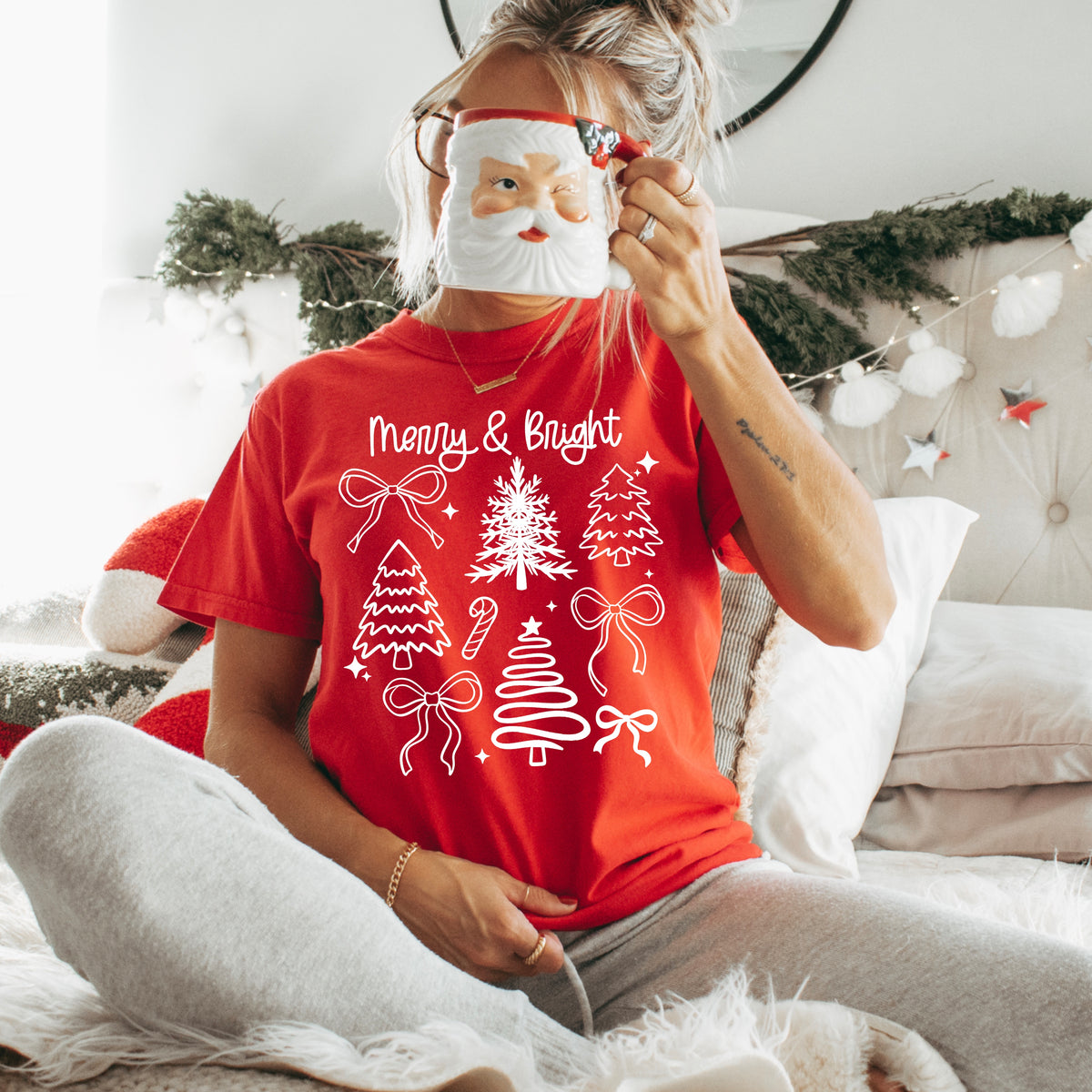Merry bright trees white (CSC) DTF Transfer