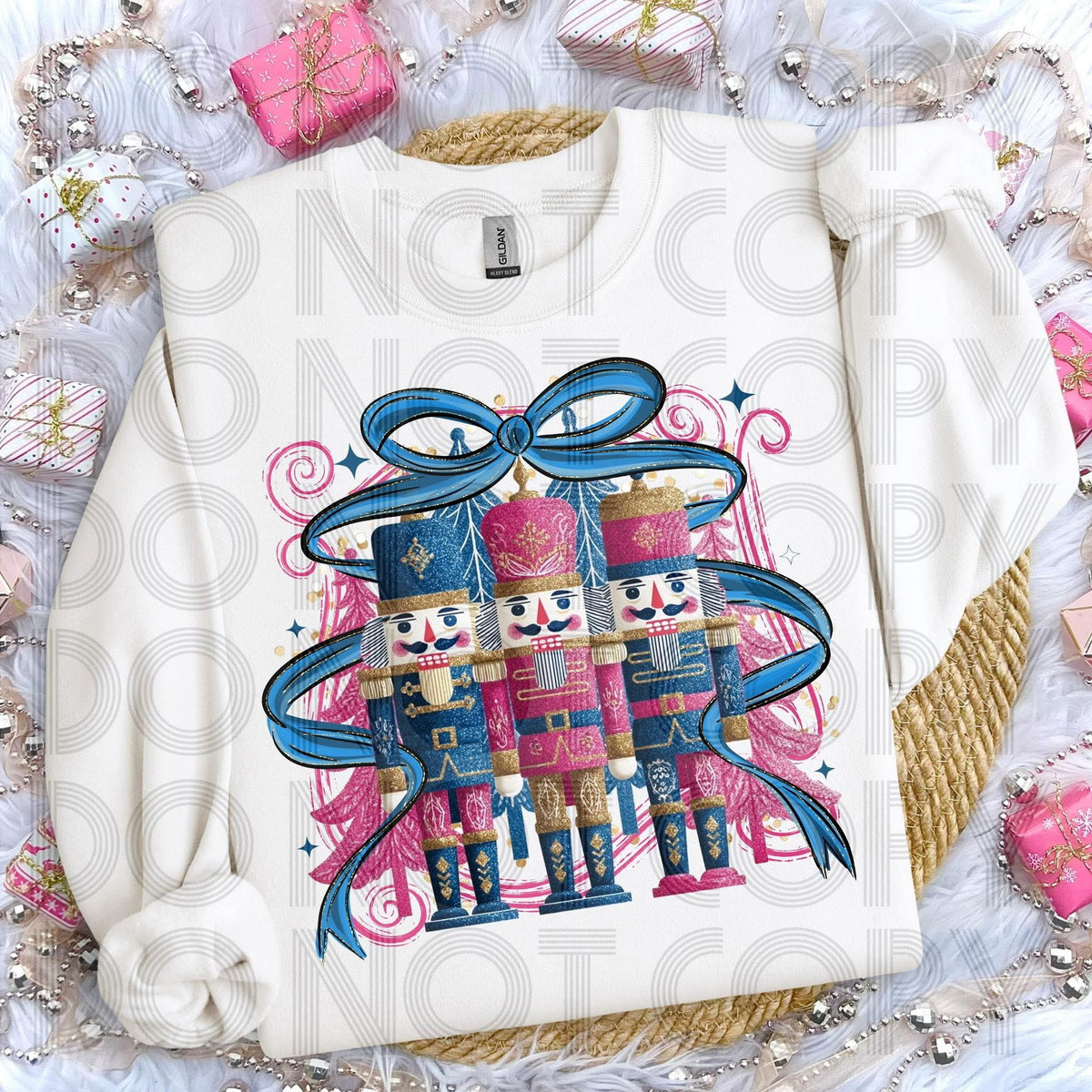 Navy and Pink Nutcrackers and bow (ssd/renewed) DTF Transfer