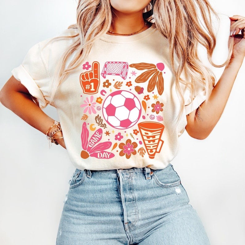 Soccer and cheer pink and orange 58264 DTF transfer