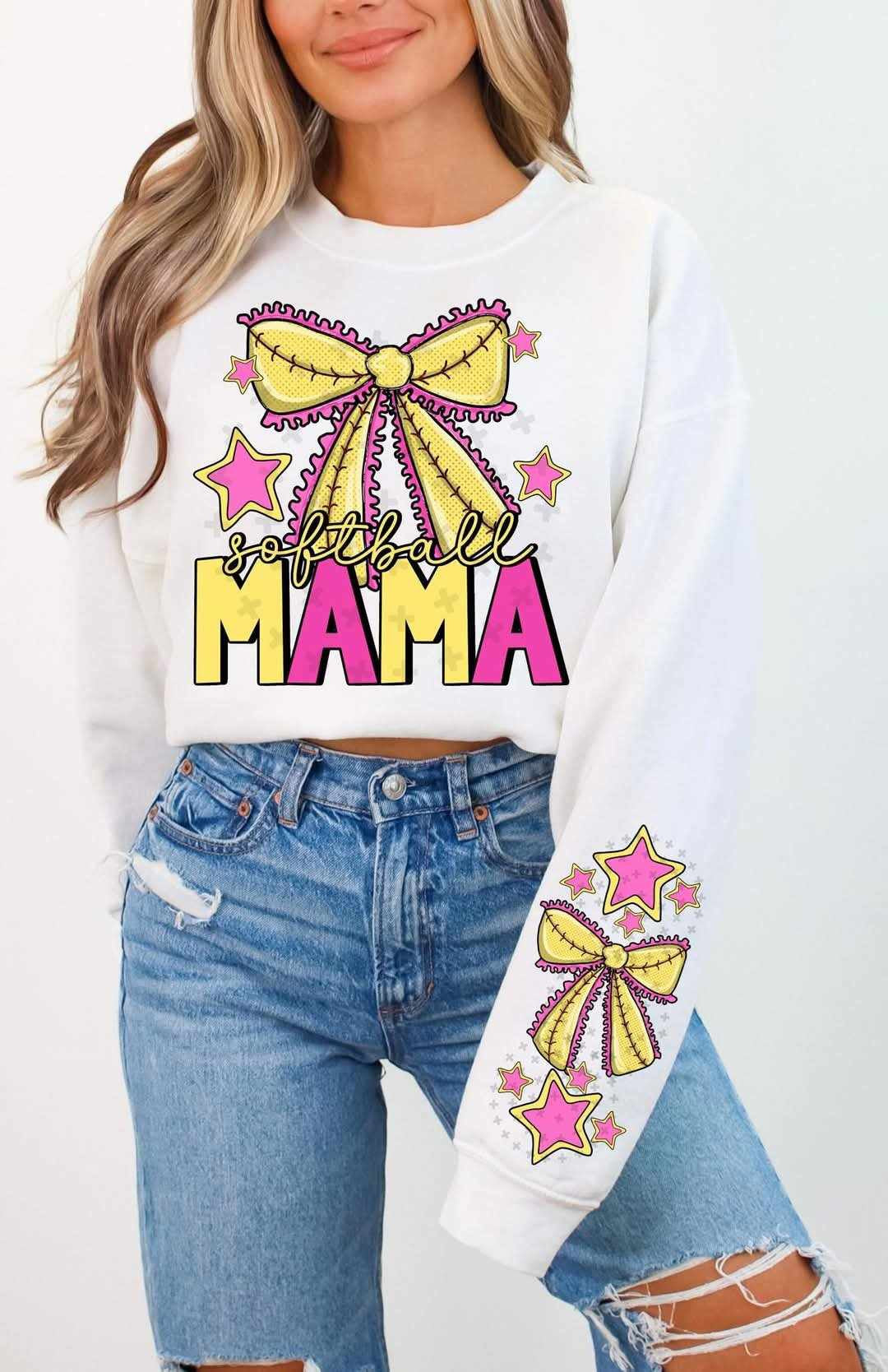 Softball mama yellow and pink FRONT 80843 DTF transfer
