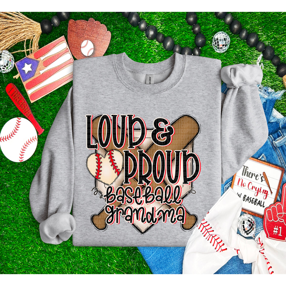 Loud & proud baseball grandma 93799 DTF transfer