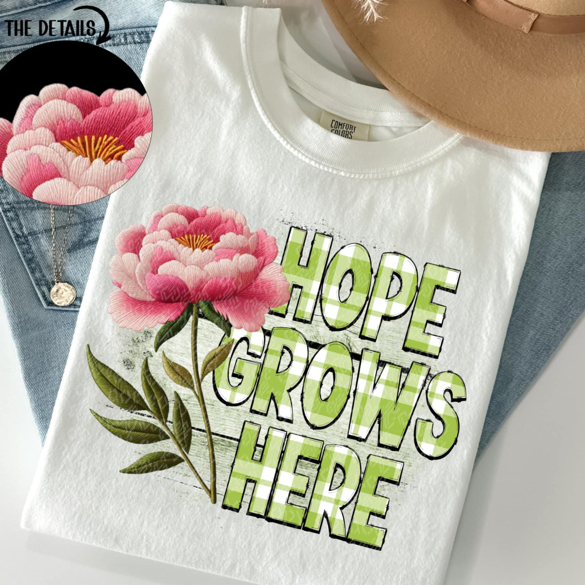 Hope grows here flower (TTD) 91545 DTF transfer