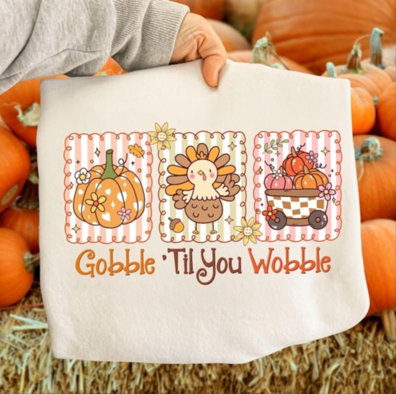 Gobble till you wobble swirly frames DTF transfer