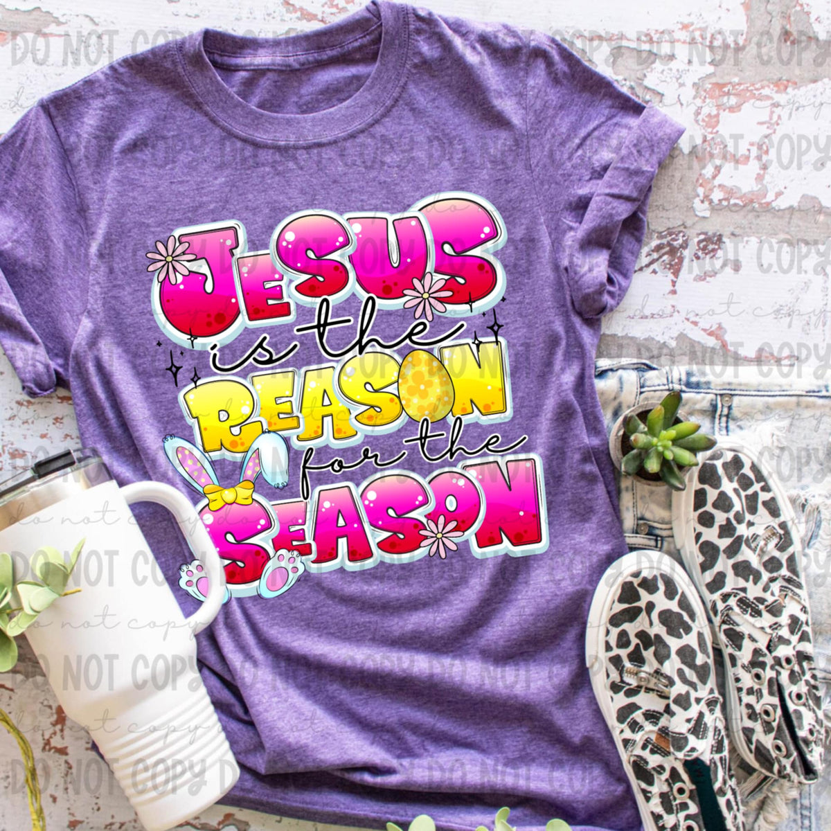 Jesus is the reason for the season pink and yellow (REVEL) 91220 DTF transfer