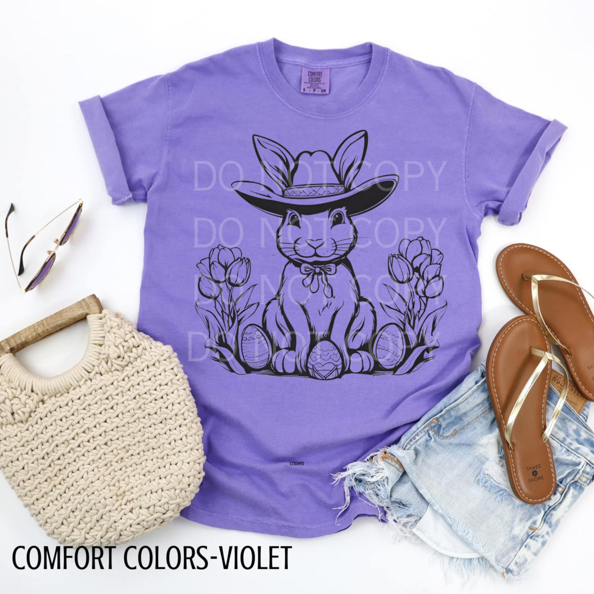 Western bunny black outline (CSG) 85984 DTF transfer