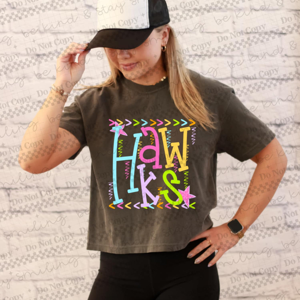 Hawks rainbow arrows mascot CMLD DTF transfer
