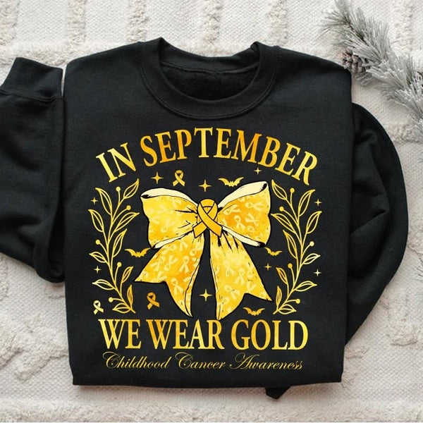 In September we wear gold bow 64851 DTF transfer