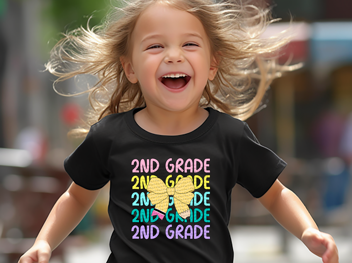 2nd grade repeat print pencil bow 49816 DTF transfer