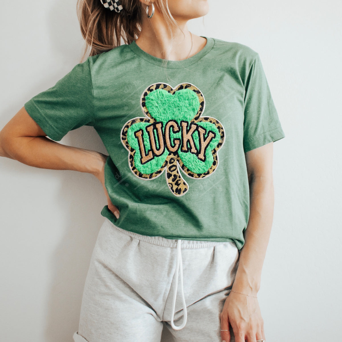 Lucky green and leopard shamrock DTF transfer