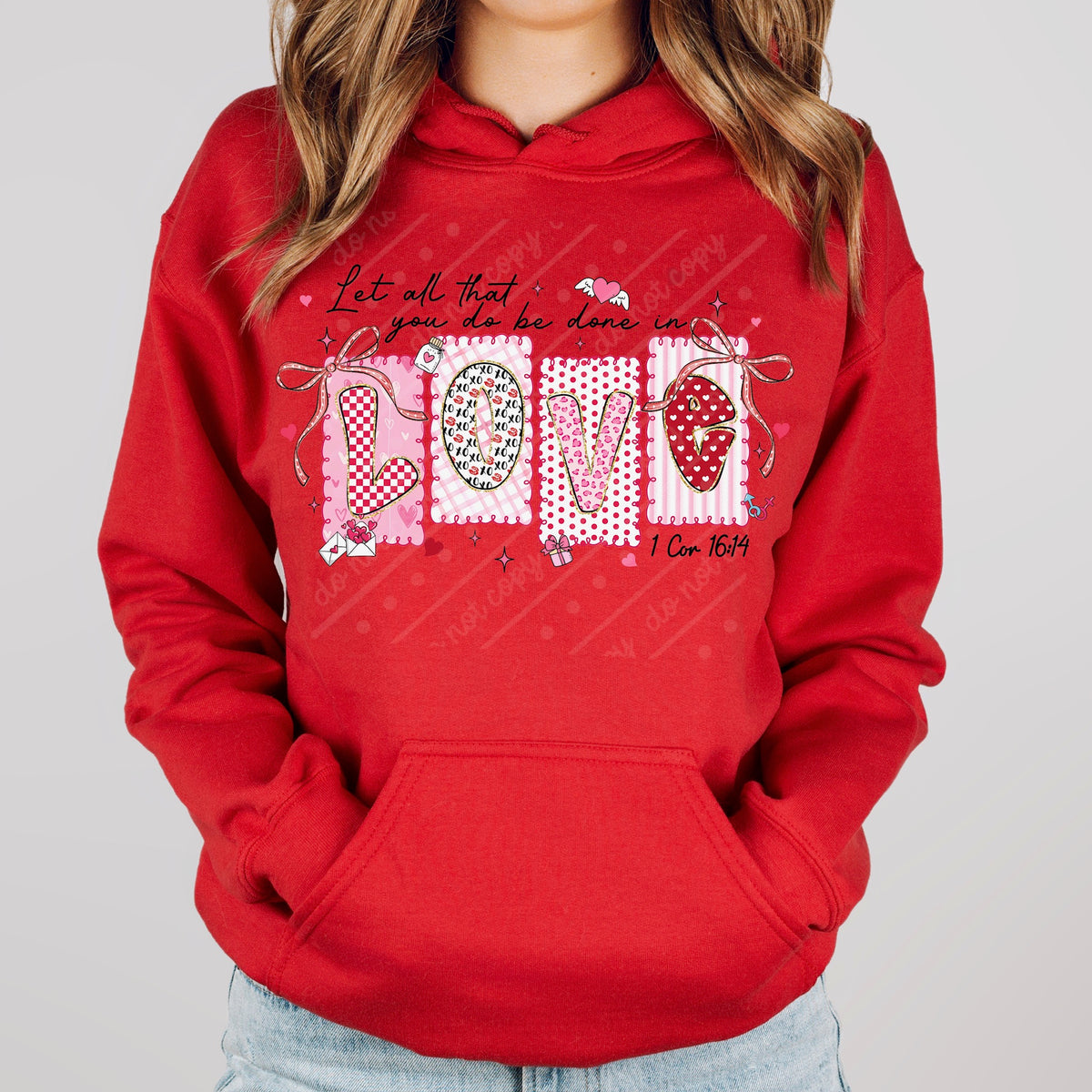 Let all you do be done in love blocks DTF transfer