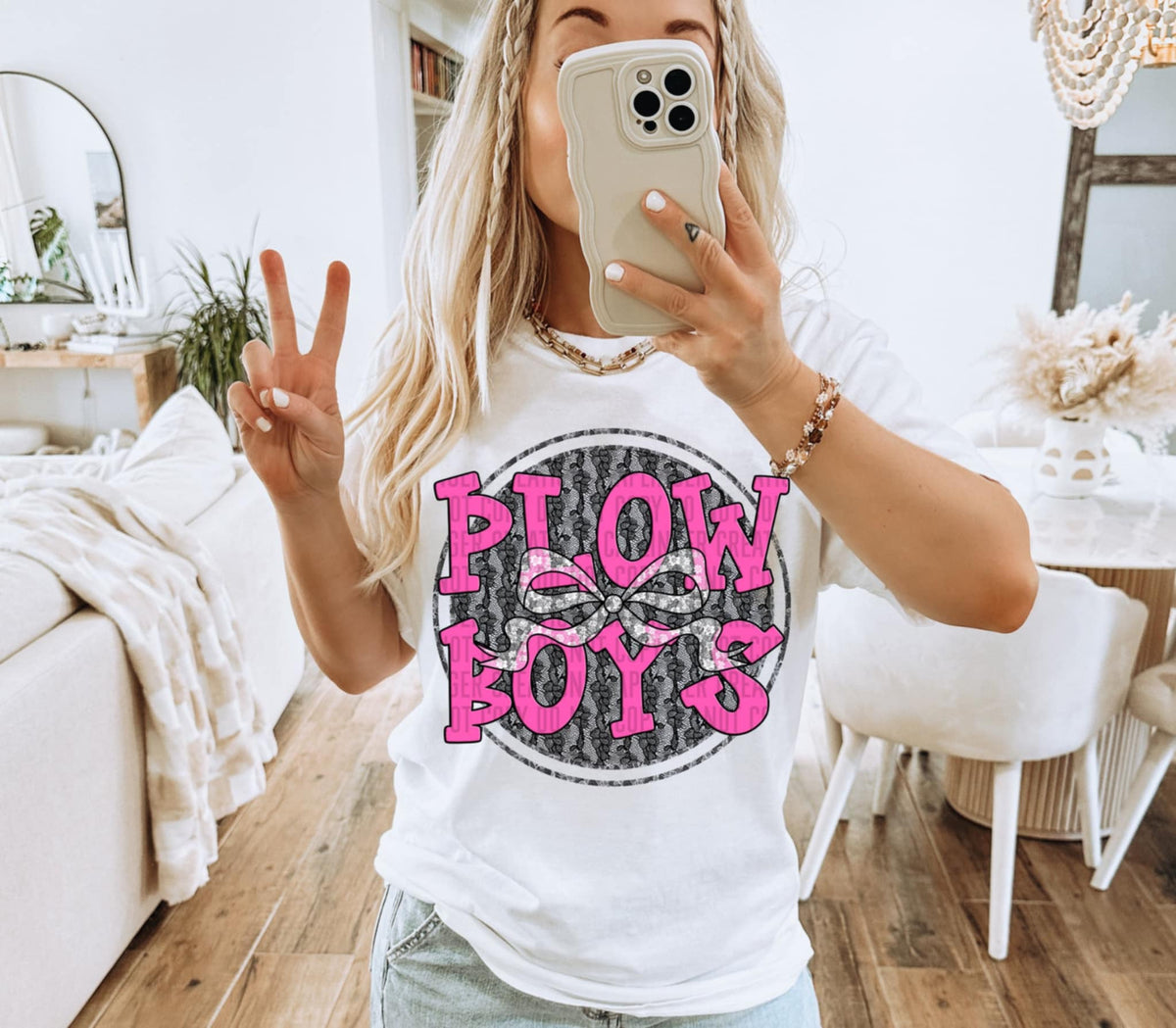 Plow boys pink font circle (Caplinger) 87619 DTF transfer