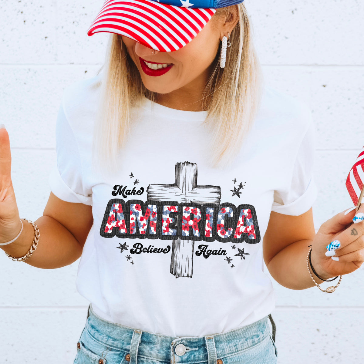 Make America believe again red cross 95537 DTF transfer