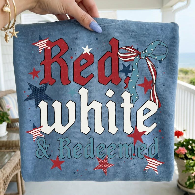 Red white & redeemed Sunday Special DTF transfer