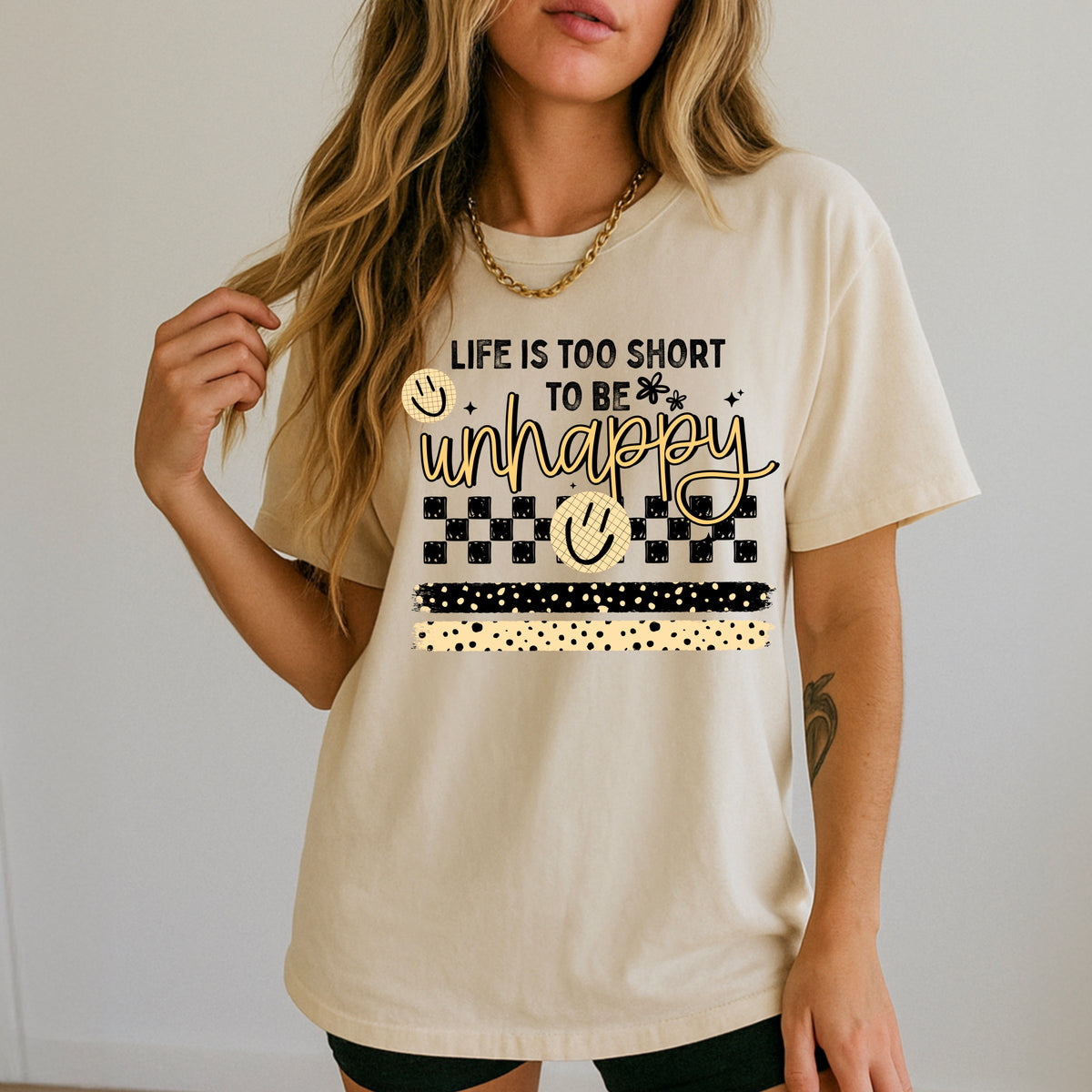 Life is too short to be unhappy black (CSC) DTF Transfer