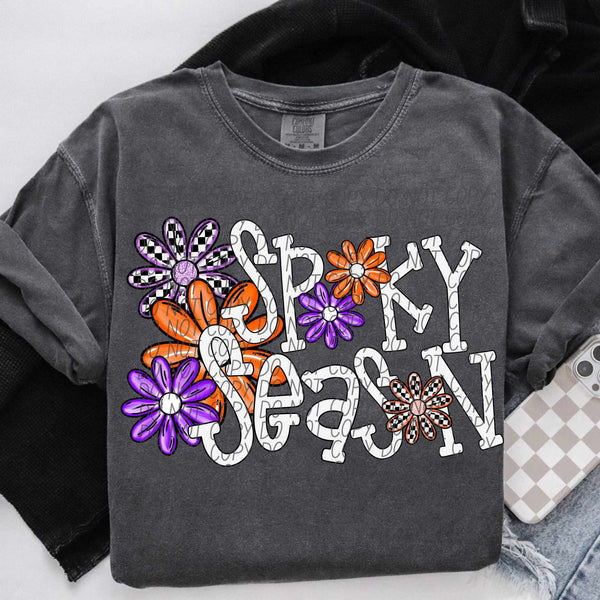 Spooky season orange and purpleflowers (City) DTF transfer