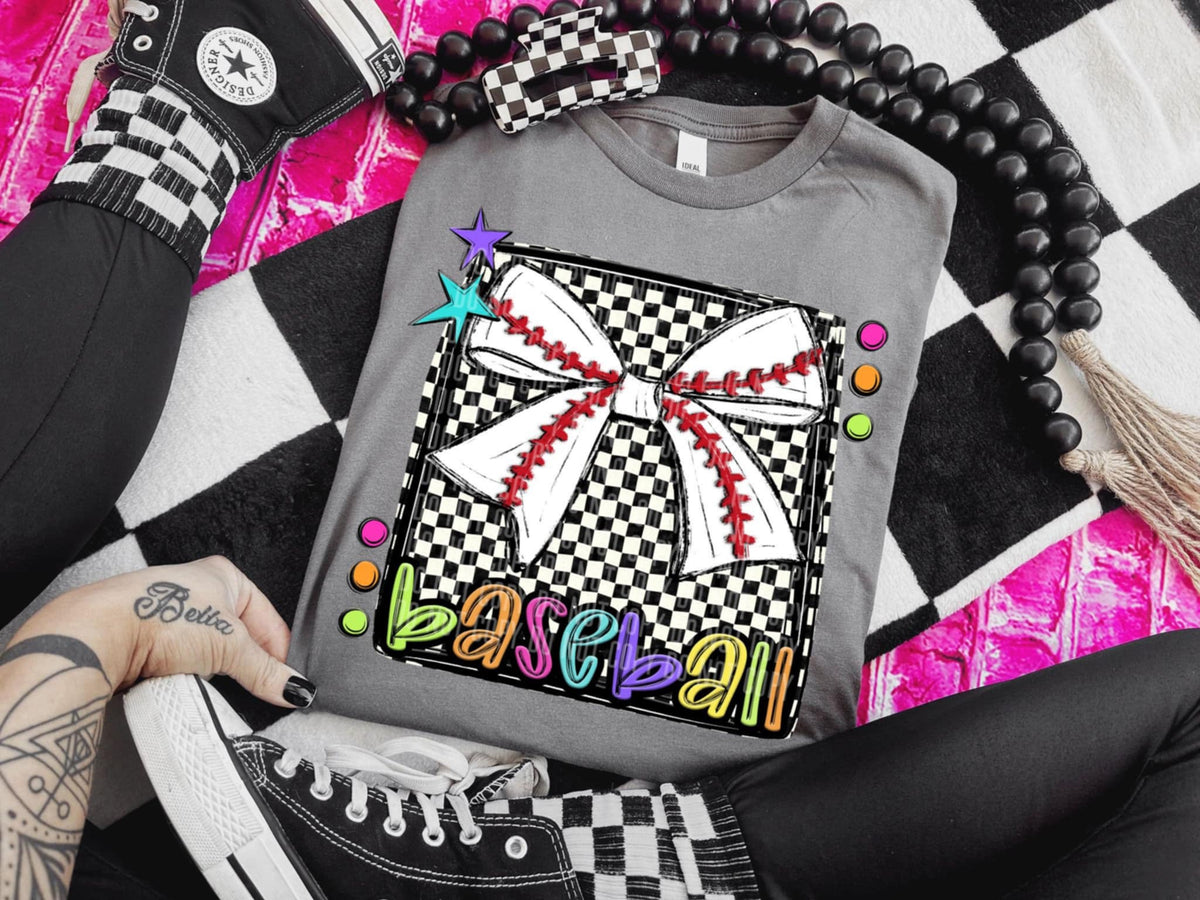 Baseball 1 checkered preppy bright (Caplinger) 91469 DTF transfer
