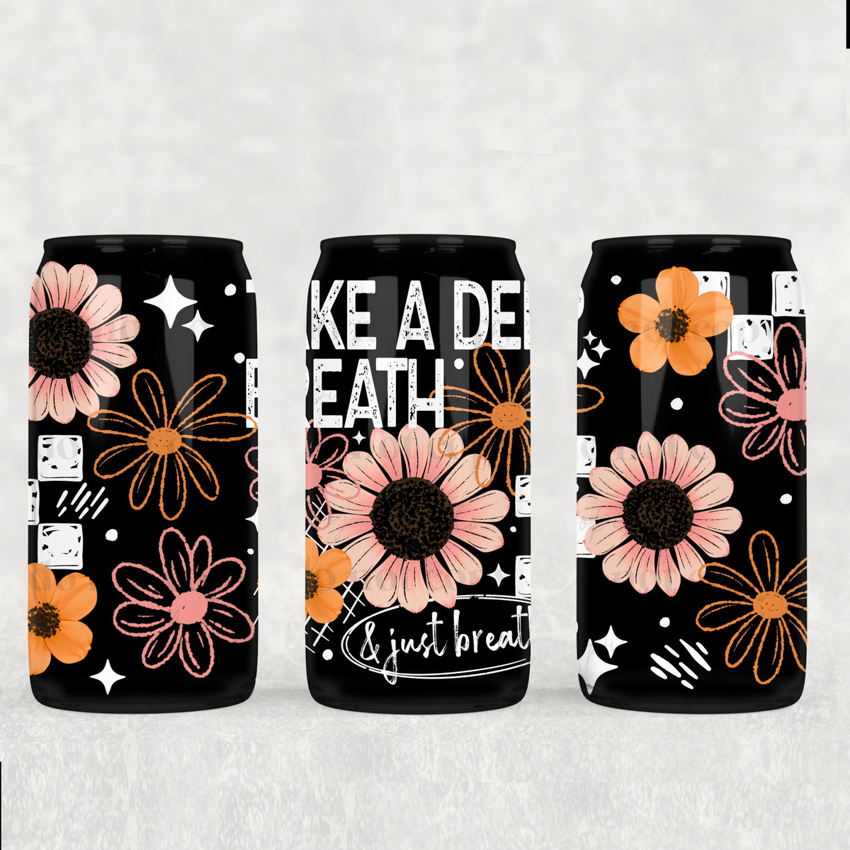 Take a deep breath florals white (CSC) UV DTF WRAP