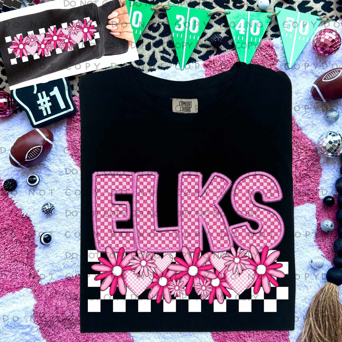 Elks pink checkered (caplinger) 77857 DTF transfer