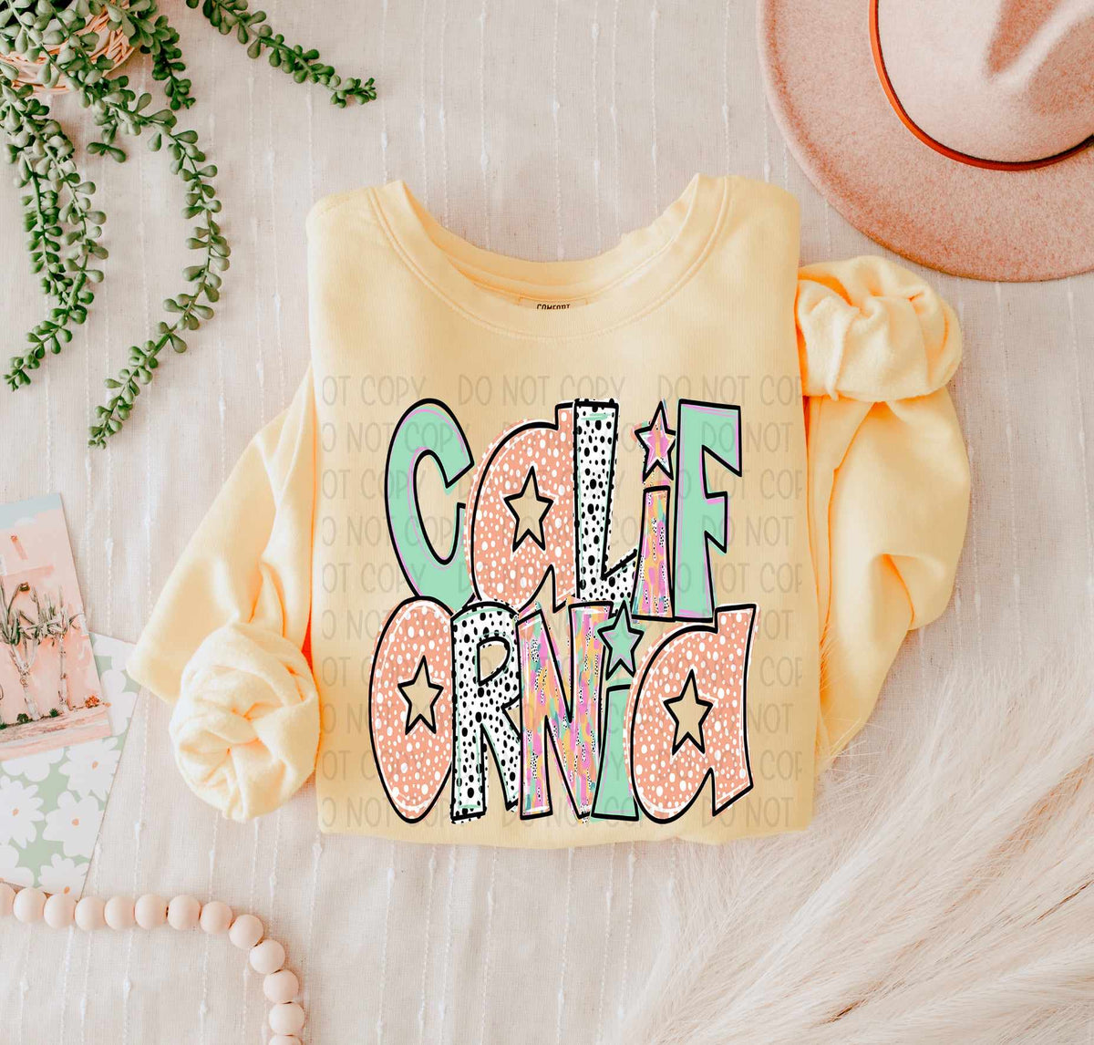California peach and green (SWD) 55443 DTF transfer